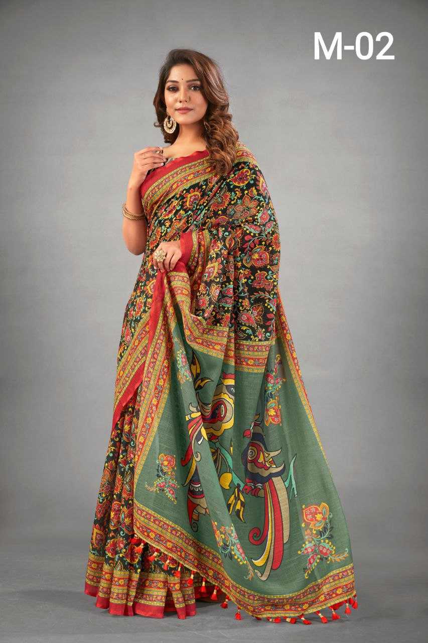 YNF MUSLIN PVC KALAMKARI WHOLESALE SAREES MANUFACTURER